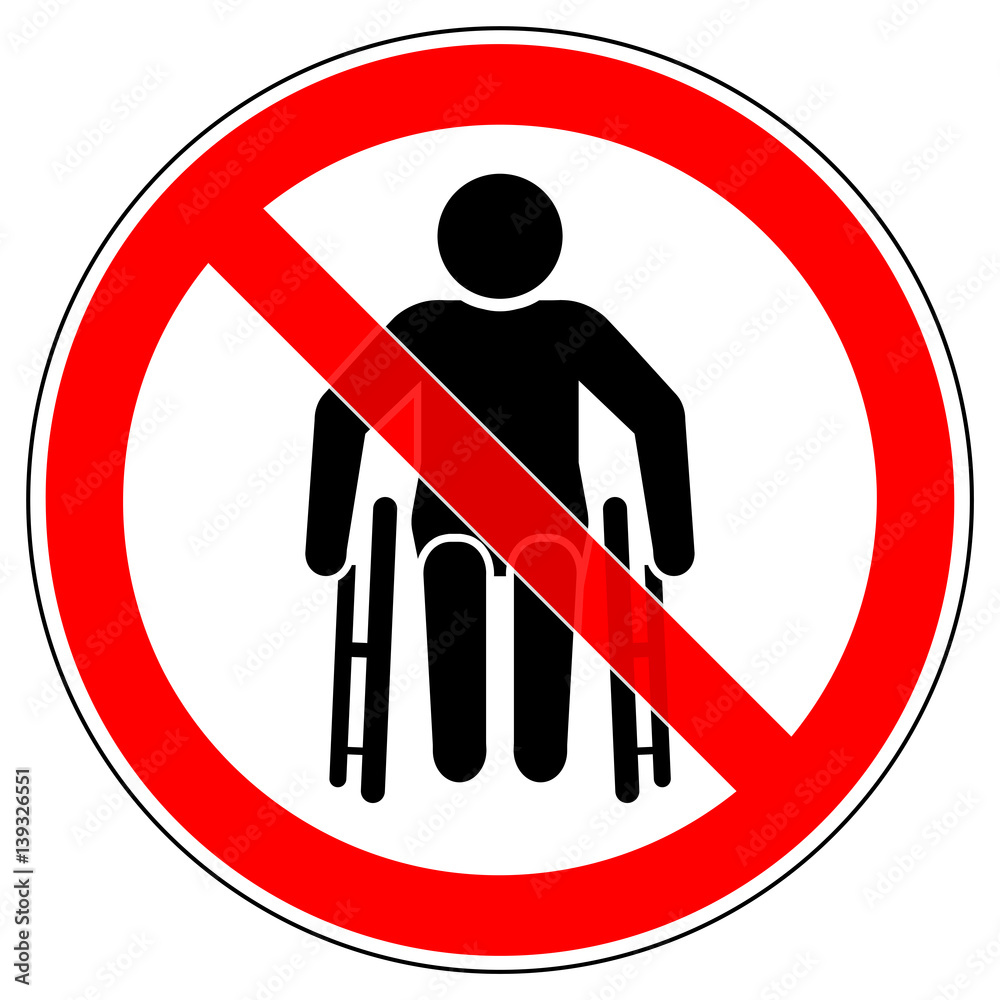 srr190 SignRoundRed - german - Verbotszeichen: Rollstuhl - Frontansicht / Rollstuhlfahrer verboten / nicht barrierefrei - english - wheelchair users - front view - not barrier free - xxl g5090 srr190 SignRoundRed - german - Verbotszeichen: Rollstuhl - Frontansicht / Rollstuhlfahrer verboten / nicht barrierefrei - english - wheelchair users - front view - not barrier free - xxl g5090