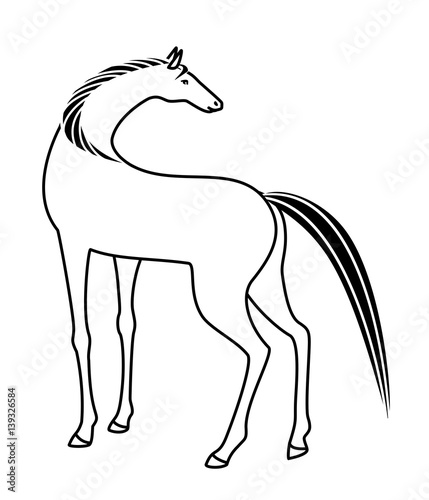 振り向く馬 後ろ姿 Stock Illustration Adobe Stock