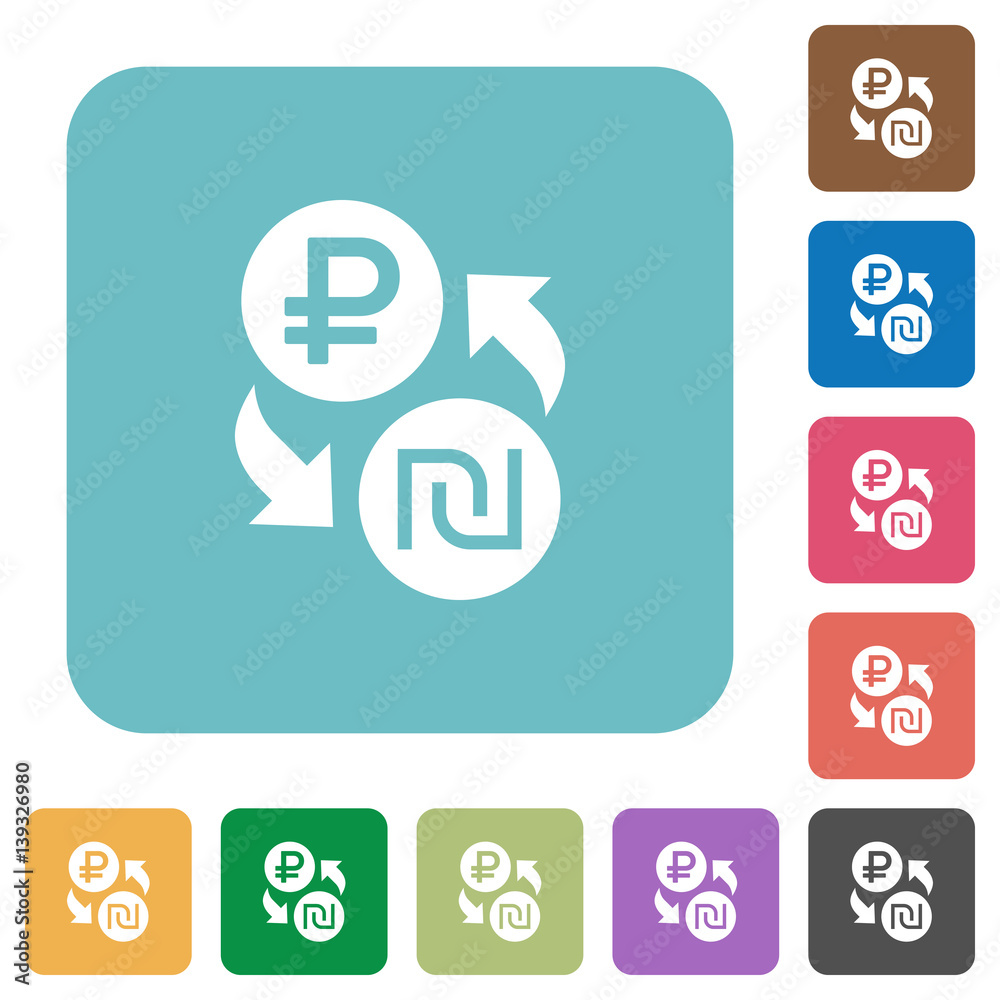 Ruble Shekel money exchange rounded square flat icons Ruble Shekel money exchange rounded square flat icons