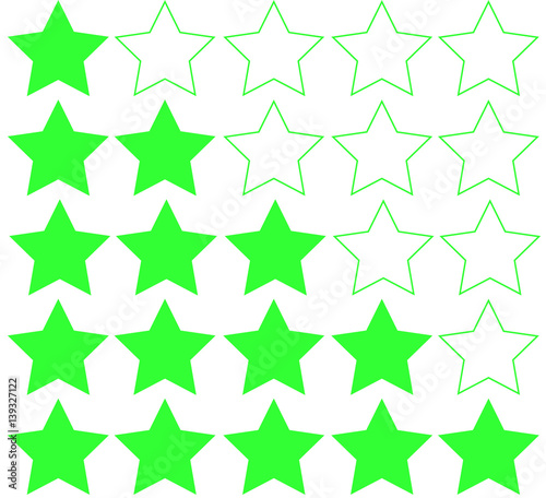 Stars rating isolated on white background. Five stars rating. Vector illustration.