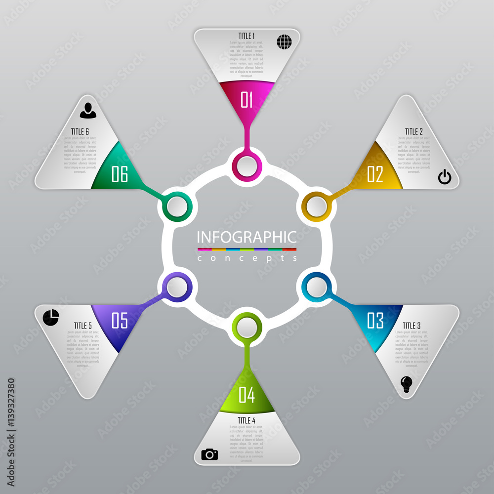 Infographic round business concept with 6 options, parts, steps. Vector ...