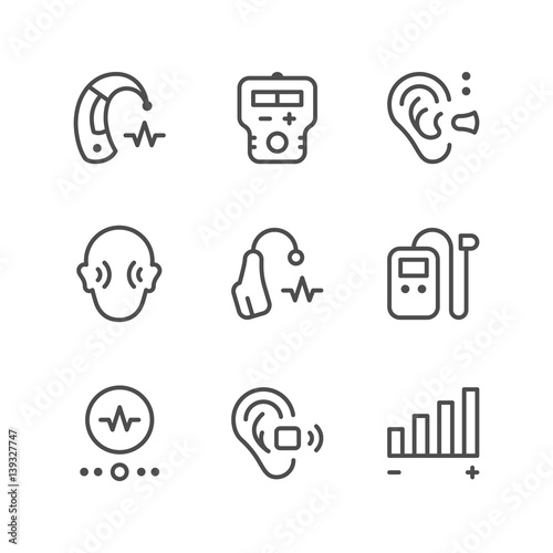 Set line icons of hearing aid