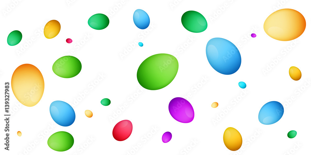 Colorful eggs in different shapes. Easter background.