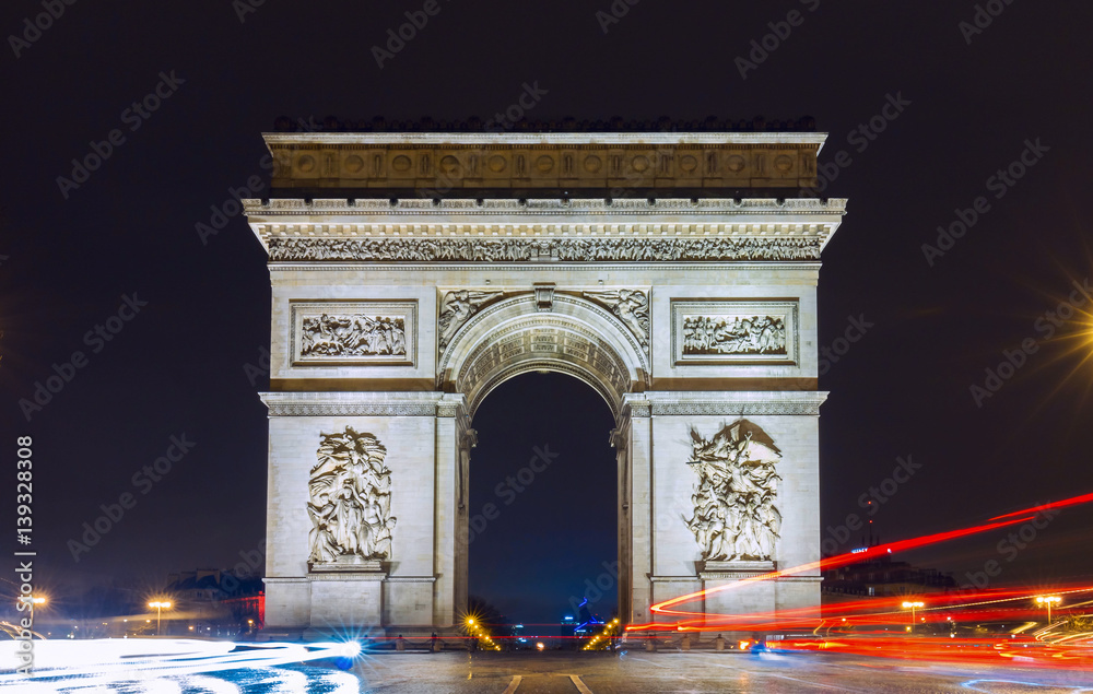 The Triumphal Arch in evening, Paris.