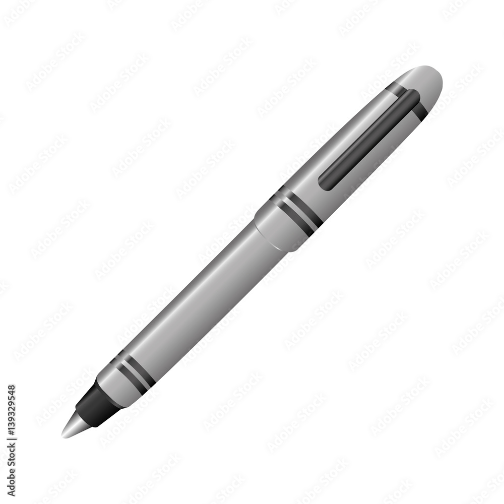 silver metal ballpen icon, vector illustraction design image silver metal ballpen icon, vector illustraction design image