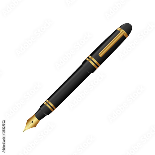 black with gold ballpoint icon, vector illustraction design