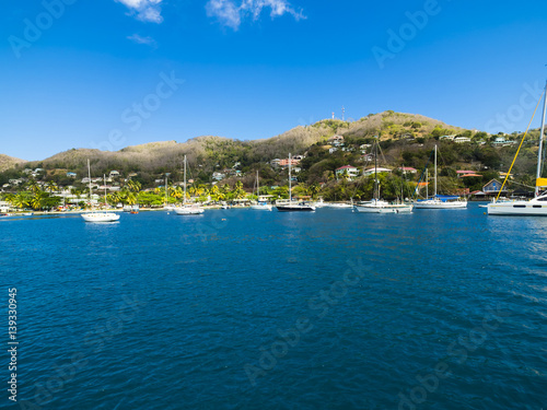 Blick auf die Bucht vor Port Elisabeth, , Port Elisabeth, Bequia, Inseln über dem Winde, , Kleine Antillen, , Grenadinen, St. Vincent und die Grenadinen, Mittelamerika, Karibik