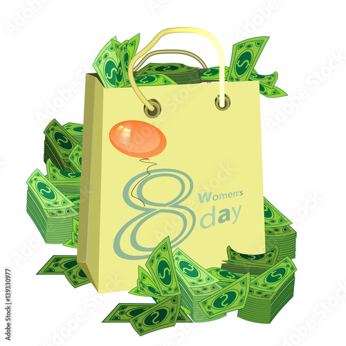 Women s Day is a figure eight shopping bag money photo