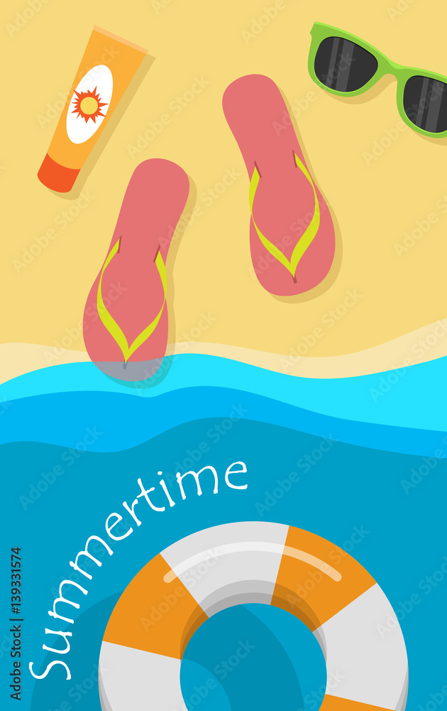 Summertime Vector Concept in Flat Style Design