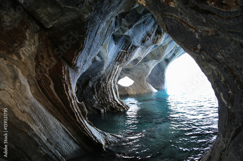 Part of Marble Caves in General Carrera lake, Chile Chico, Patagonia, Chile