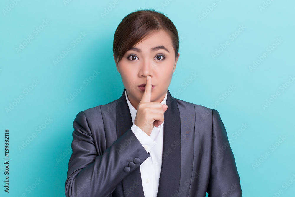 Woman asking for silence