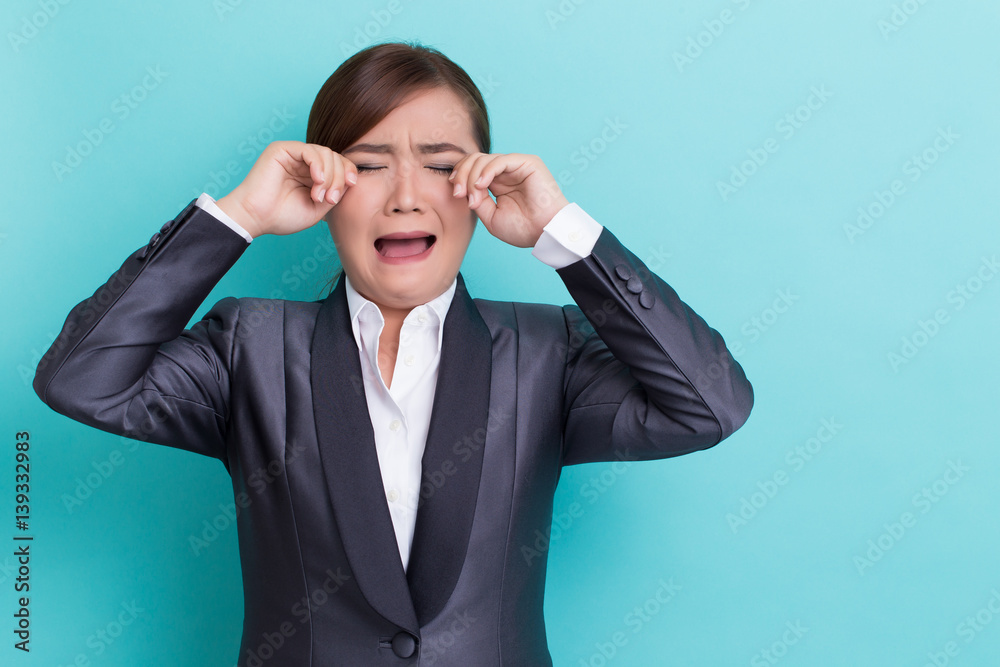 Sad businesswoman on isolated background Sad businesswoman on isolated background