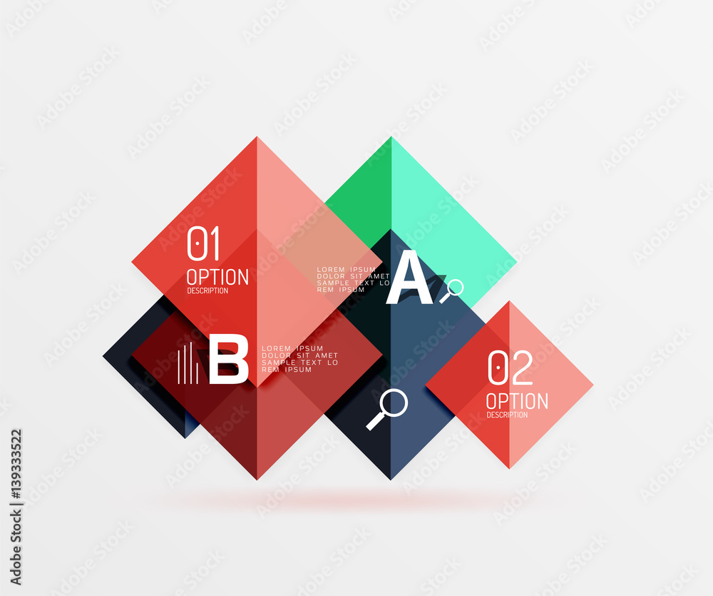 Glossy squares with text, abstract geometric design concept Glossy squares with text, abstract geometric design concept