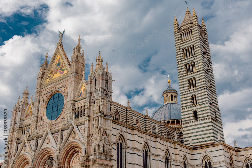 view of the medieval town of Siena in Tuscany