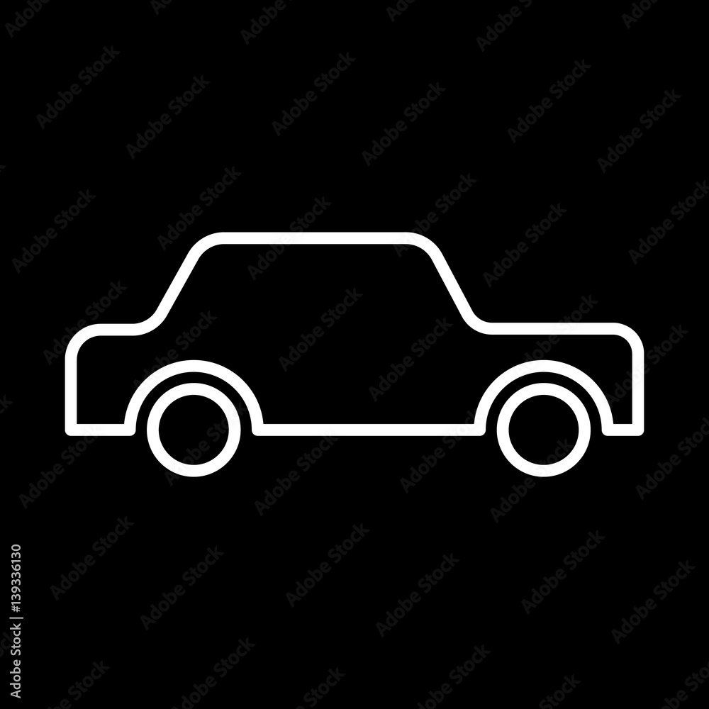 icon car white contour on a black background of vector illustration