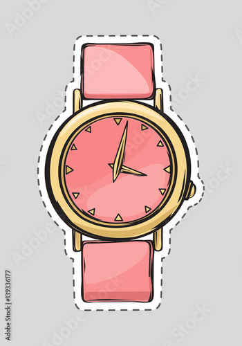 Pink Watch. Cut it out. Isolated Fashionable Thing