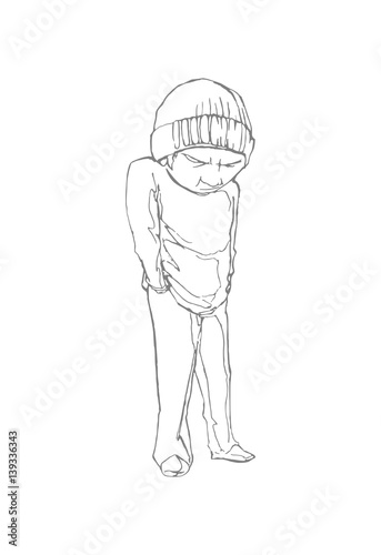 Homeless boy. Vector