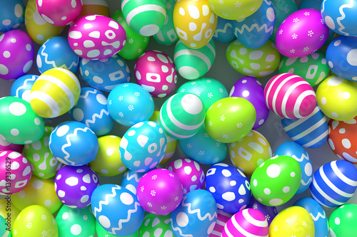 many colorful easter eggs