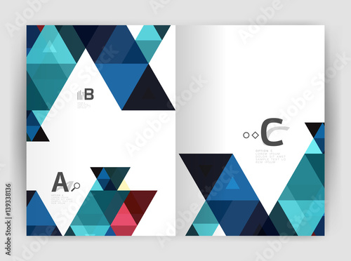 Abstract background with color triangles, annual report print backdrop