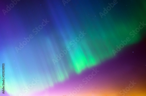 Polar northen Lights aurora borealis. Sky night stars