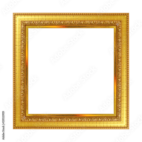 antique golden frame isolated on white background