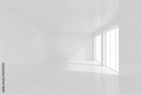 Fototapeta Naklejka Na Ścianę i Meble -  White Room Interior in Minimal Style with Empty Wall Background. 3d rendering.