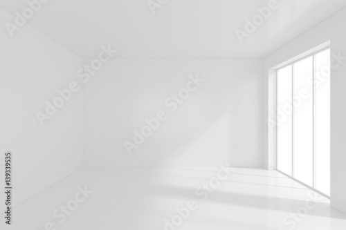 High resolution white room with window. 3d rendering.