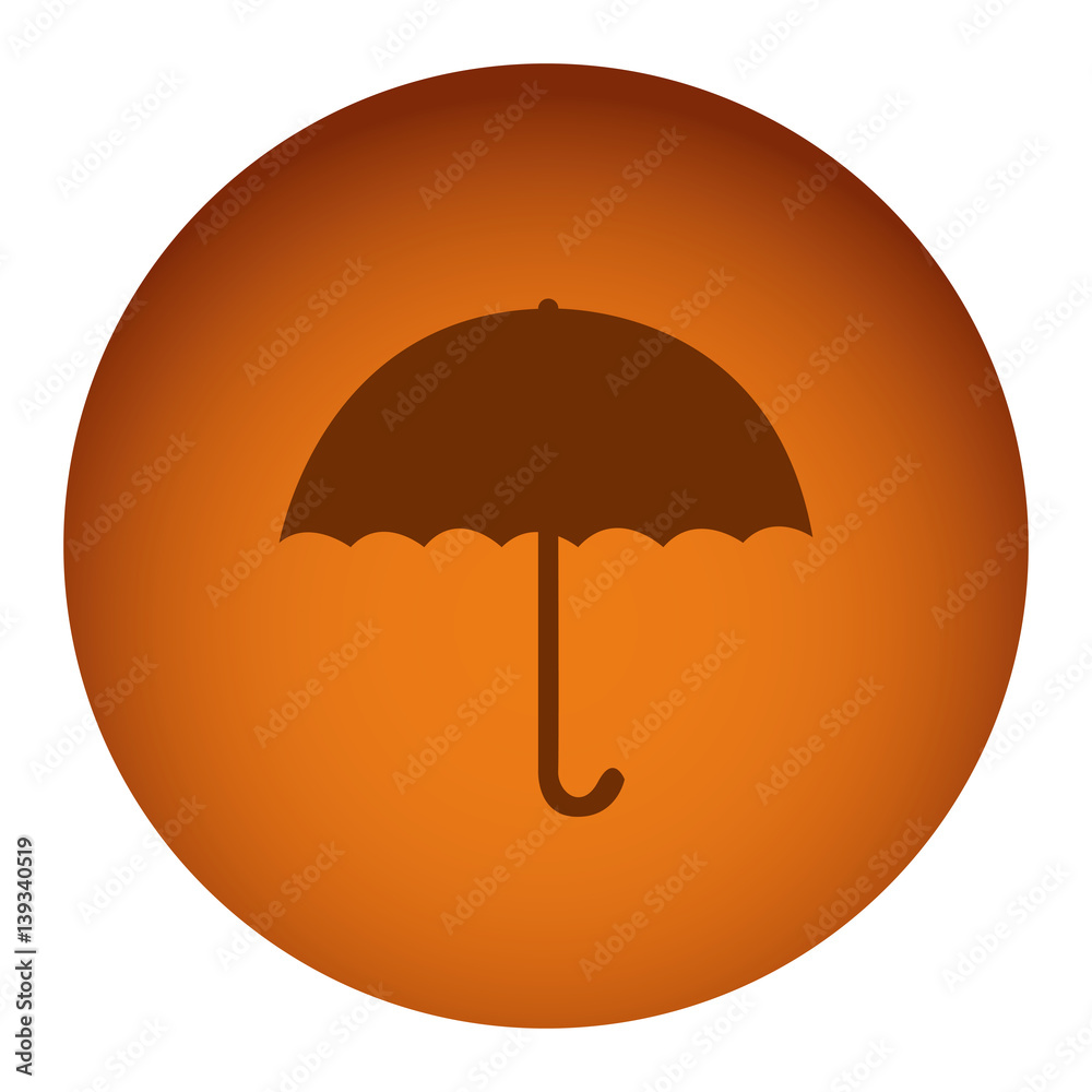 orange emblem sticker umbrella icon, vector illustraction design image