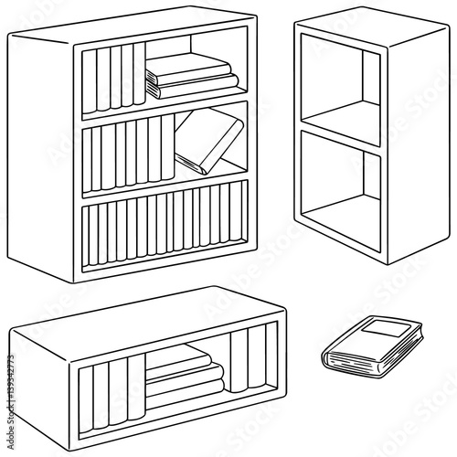 vector set of bookshelf