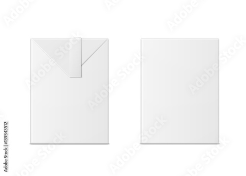 Vector 3d mock up of milk or juice box on white background. Realistic carton half liter package isolated. Template for your design. Front view.