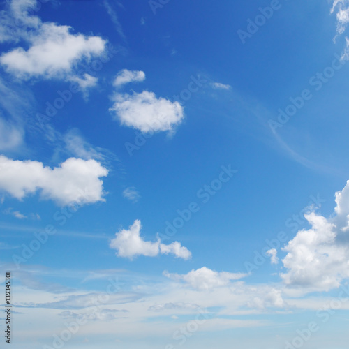 Photography blue sky and white cumulus clouds