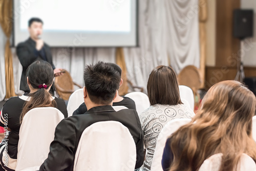 Business concept : asia people listen in business seminar presentation