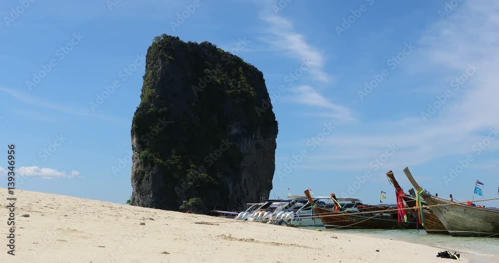 THAILAND, KRABI - 7 Feb, 2017. Tourist boats, 4K (Canon EOS 5D Mark IV)