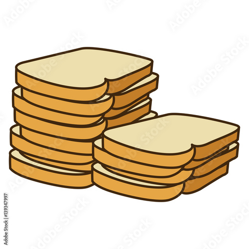 colorful silhouette stack slices bread bakery food vector illustration