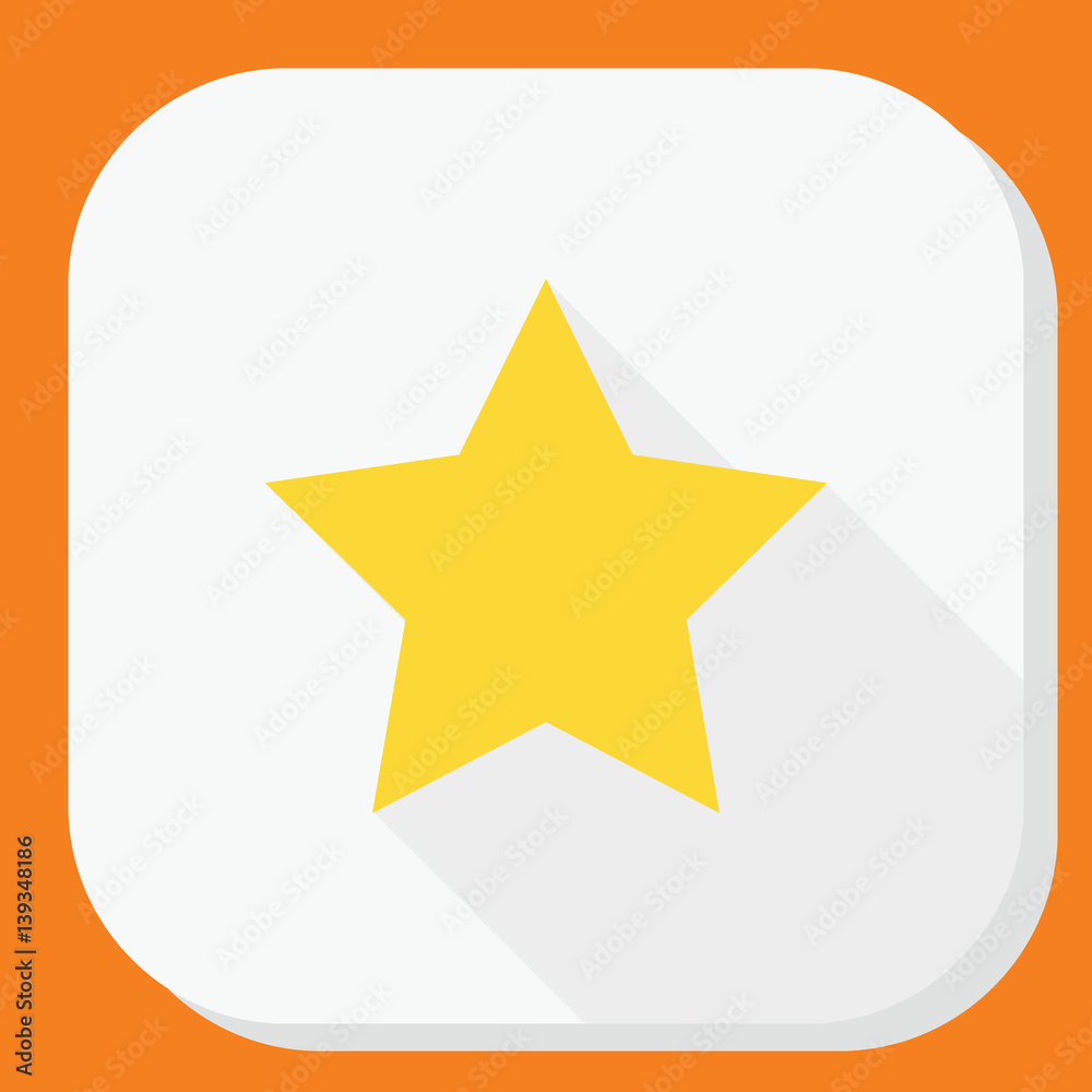 Yellow star icon with long shadow. Modern simple flat sign. Internet concept. Trendy vector symbol for website, web button, mobile app. Yellow star icon with long shadow. Modern simple flat sign. Internet concept. Trendy vector symbol for website, web button, mobile app.