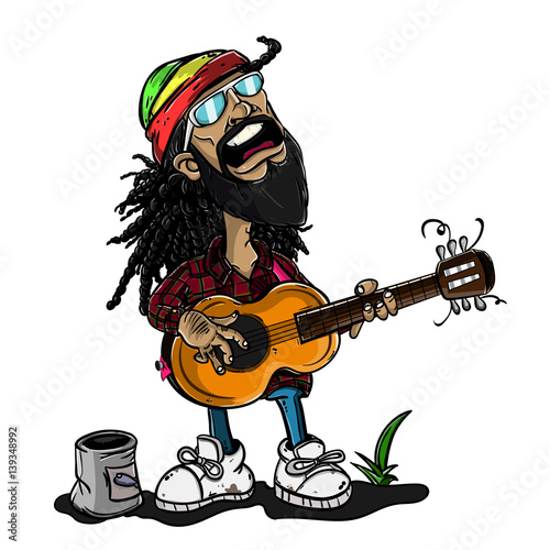 A Man Singing a song for a buck vector cartoon illustrations