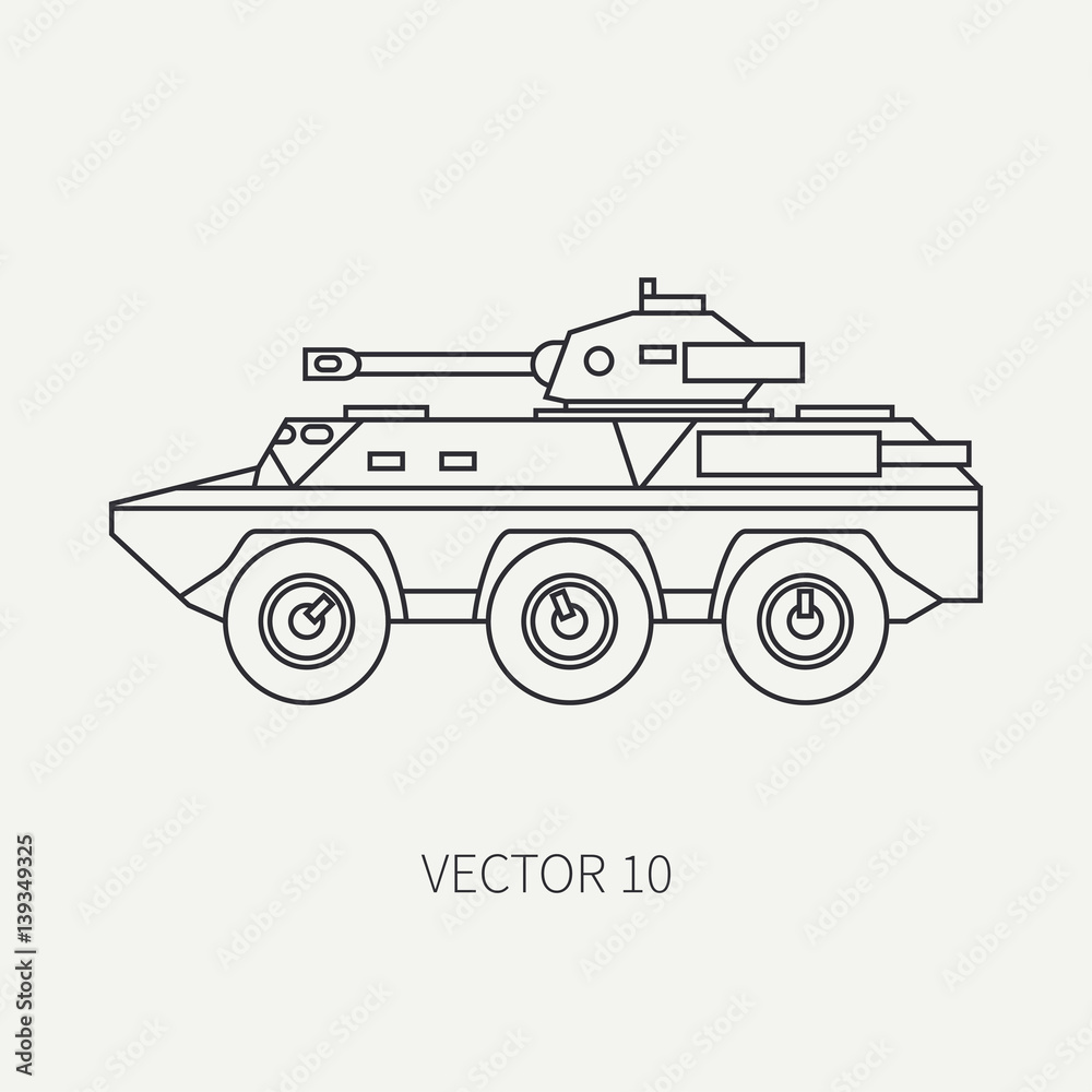 Line flat plain vector icon infantry assault armored army truck. Military vehicle. Cartoon vintage style. Soldiers. Tank corps. Tractor unit. Tow auto. Simple. Illustration and element for your design Line flat plain vector icon infantry assault armored army truck. Military vehicle. Cartoon vintage style. Soldiers. Tank corps. Tractor unit. Tow auto. Simple. Illustration and element for your design