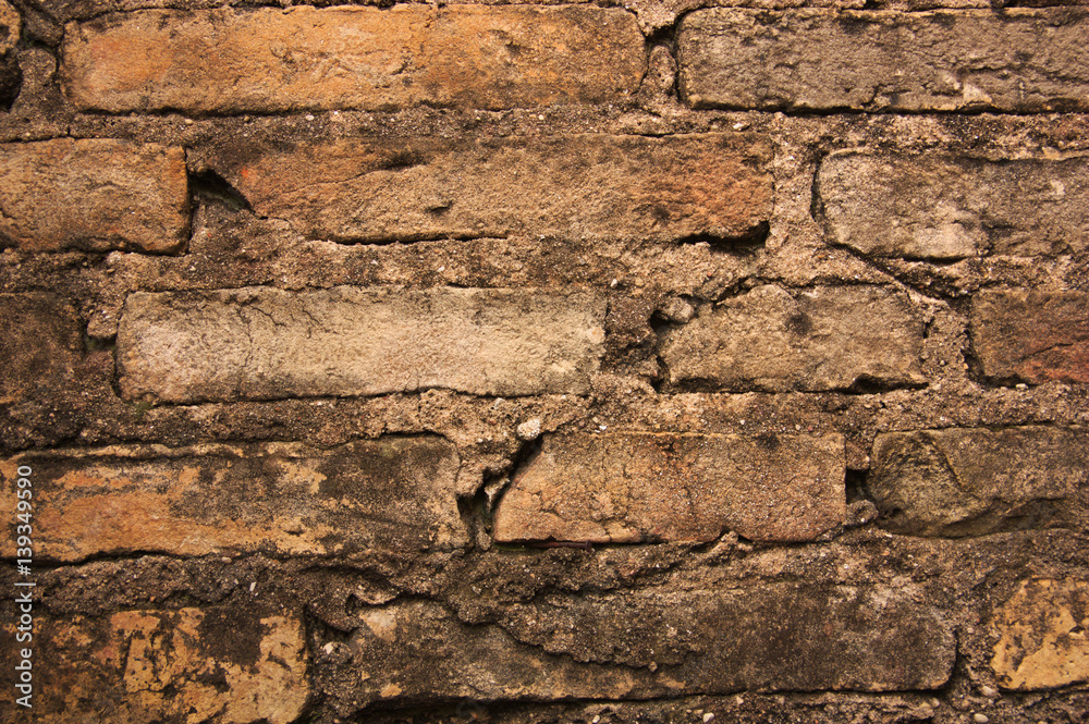 Fototapeta premium Old brown brick wall background texture