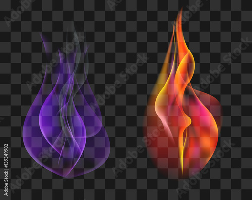 two torches in red and blue gas flame set Stock vector