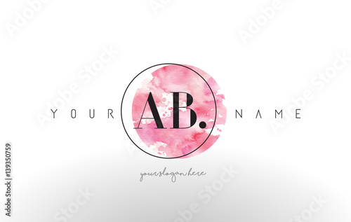 AB Letter Logo Design with Watercolor Circular Brush Stroke.
