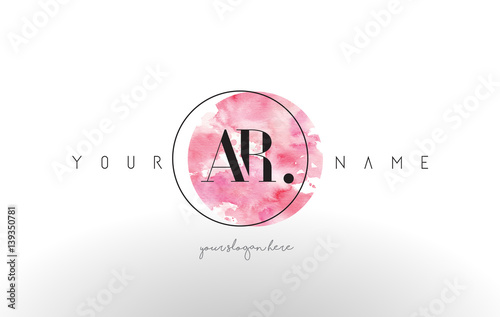 AR Letter Logo Design with Watercolor Circular Brush Stroke.