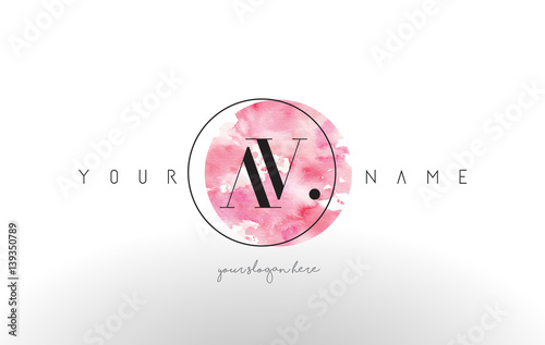 AV Letter Logo Design with Watercolor Circular Brush Stroke.