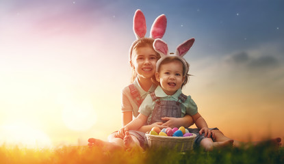 Kids with Easter eggs