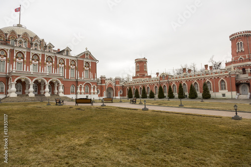 Wallpaper Mural MOSCOW, RUSSIA - MARCH 3, 2017: Built in the 18th century, Petroff Palace is a gem of Russian architecture, located in the modern downtown of Moscow. Part of the facade of the palace ensemble Torontodigital.ca