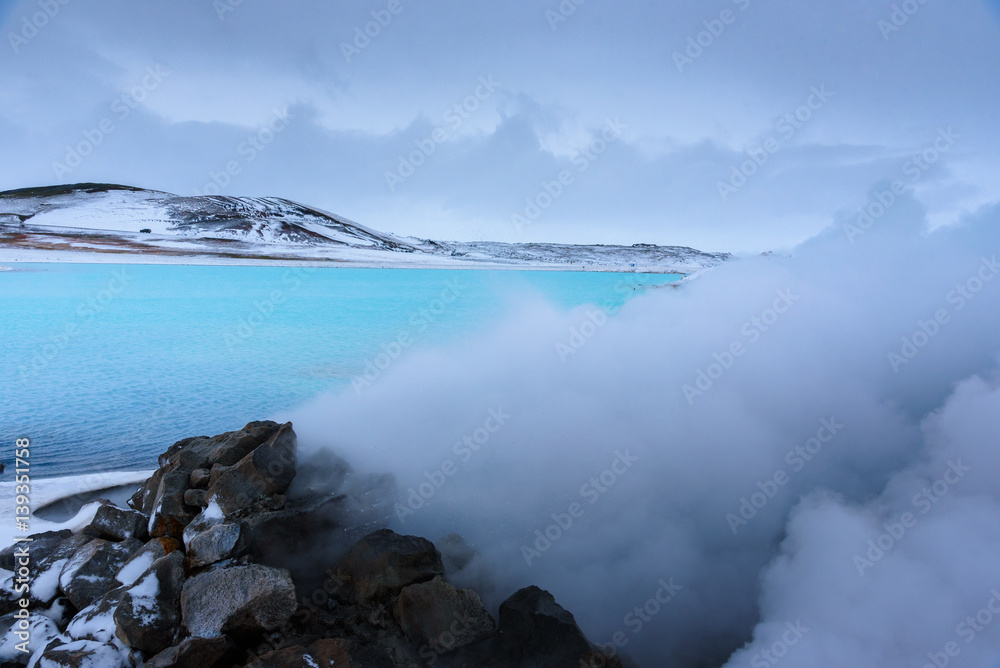 Thermal lagoon - breathtaking Iceland in winter - amazing landscapes, storms and blizzards - photographers paradise