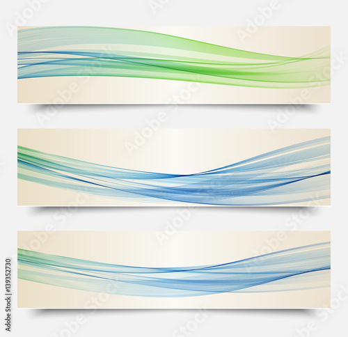 Set of banners.Vector transparent waves of smoke on a white background.