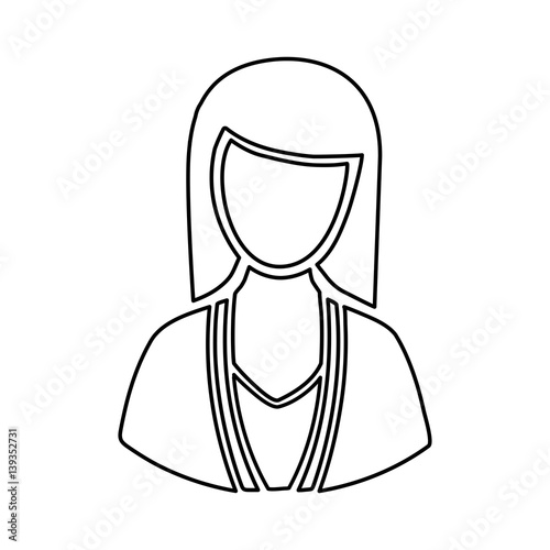 monochrome half body silhouette woman faceless vector illustration