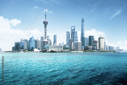 Shanghai skyline in sunny day, China