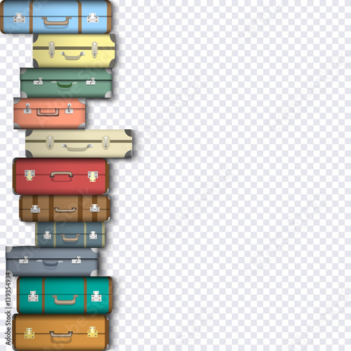 Set of suitcases on transparent background