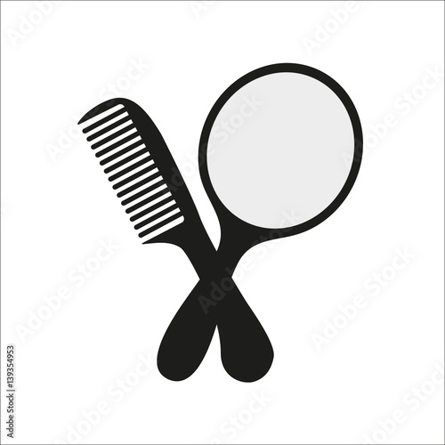 mirror with a comb on a white background